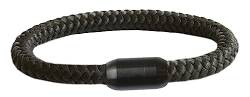 Paracord Armband | Schwarzer Edelstahl Magnetverschluss | geflochten aus Seemannsgarn | Segeltau | Maritim & Wasserfest | 8 mm Ø | Handgemacht | Damen und Herren | (Schwarz, 20.00) von Paris Montana