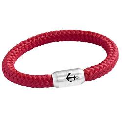 Paris Montana Das Original Anker Gravur Unisex Segeltau Armband Geflochten Handmade Hochwertiger Magnetverschluss 8mm Durchmesser (Rot, 21.00 CM) von Paris Montana