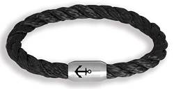 Paris Montana Das Original Anker Segeltau Armband The Legend Stabil Gedreht Mit Gravur Handmade Hochwertiger Magnetverschluss 8mm Durchmesser (Schwarz, 21.00) von Paris Montana