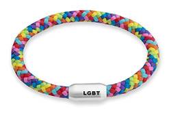 Paris Montana Das Original Rainbow-Regenbogen-Segeltau-Armband, Unisex, Gravur: LGBT, Sylt, Anker oder Ibiza, Magnetverschluss, Durchmesser 6mm Ø (Rainbow - LGBT, 20.00 CM) von Paris Montana