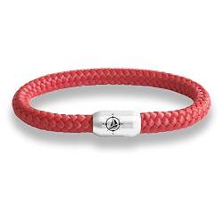 Paris Montana Das Original Yacht Club Kompass Gravur Segeltau Unisex Armband Unisex Geflochten Handmade Hochwertiger Magnetverschluss Durchmesser 8mm (Rot, 22.00) von Paris Montana