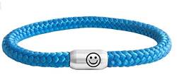 Paris Montana Original Emoji Smiley Segeltau Armband Geflochten Mit Gravur Handmade Hochwertiger Magnetverschluss 8mm (Blau, 19.00) von Paris Montana