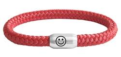 Paris Montana Original Emoji Smiley Segeltau Armband Geflochten Mit Gravur Handmade Hochwertiger Magnetverschluss 8mm (Rot, 21.00) von Paris Montana