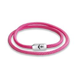 Paris Montana Schmales Dünnes Filigranes Original Anker Segeltau Wickelarmband Unisex Geflochten Gravur Handmade Hochwertiger Magnetverschluss Durchmesser Ø 4mm (Pink, 42) von Paris Montana