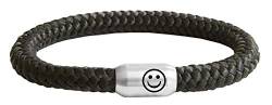 Paris Montana • Das Original Emoji Smiley Segeltau Armband Geflochten Mit Gravur Handmade Hochwertiger Magnetverschluss 8mm (Schwarz, 22) von Paris Montana