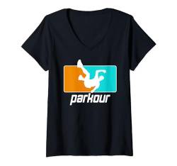 Damen Freerunning, Street Workout, Freestyle, Acrobatic, Parkour T-Shirt mit V-Ausschnitt von Parkour, Akrobatik, Freerunning, Freestyle, Sport