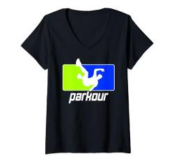 Damen Freerunning, Street Workout, Freestyle, Acrobatic, Parkour T-Shirt mit V-Ausschnitt von Parkour, Akrobatik, Freerunning, Freestyle, Sport