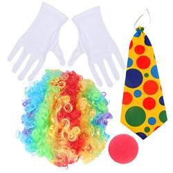 Parliky 1 Satz Zirkusclown Perücke Cosplay-clown-kostüm Clown-krawattenperücke Clownkostüm Für Erwachsene Halloween-clown-hals-krawatte Clownsnase Erwachsener Schaum Kopfbedeckung Kind von Parliky