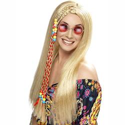 NEU Perücke Hippie Party mit Perlen, blond von Party Discount