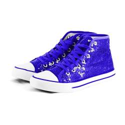 Party Factory Pailletten Schuhe, blau Glitzer, Größe 40, für Damen und Herren, Designer Turnschuhe, Sneaker für Karneval von Party Factory