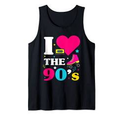 Herren buntes Outfit 90er Look Herz Techno Liebhaber I love the 90s Tank Top von Party Malle Outfit Oktoberfest Vatertag Geschenk