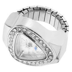 Hängende -Uhr mit Strass-Ring, Fingeruhr, Mini-Ring-Uhr für Frauen, -Uhr, elastischer Ring, Uhr für Weihnachten, Muttertag, Geburtstag (Silber) von PartyKindom