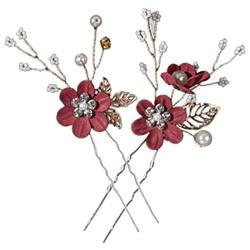 PartyKindom 2st Haarperlen Haarschmuck Für Damen Frauen Kopfschmuck Haarspangen Französische Haarnadel Hochzeitsblume Frisur Chignon Haar Mit Blumenstrass Bobby Kamm Rose Fräulein Legierung von PartyKindom