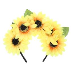 PartyKindom Sonnenblumen-Stirnband, Schnalle, Party-Blumen-Haarband, Hippie-Stirnband, Blumenkrone, Haarschmuck, Partys, dekoratives Festival-Zubehör von PartyKindom