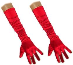 PartyXplosion Damen Handschuhe Elegante ca. 48-52 cm lange Satin Handschuhe Karneval,2x Rot, Einheitsgröße von PartyXplosion