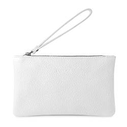 Parubi Kleine Handtasche Minihandtasche aus Weichem Echtleder, Hergestellt in Italien, Clutch mit Kordelzug und Elegantem Reißverschluss Tasche für Frauen und Mädchen (Aura) von Parubi