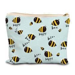 Parzcot Bee Gift Bee Lover Gift for Women Beeutiful Cosmetic Bags - Bee Happy Makeup Bag Inspirational Toiletry Organizer Bags Zipper Pouch,Birthday Gifts for Women, Biene, Niedlich von Parzcot