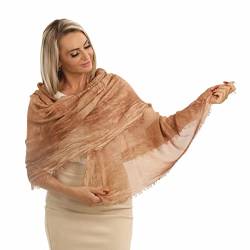 PashminaShine | Cognac-Braun | Schal Damen Schal Herren Schal Winter Umslagtuch Herbst Winter l Modal | 185 x 85 cm l Stola l Mode Shal | Made in Italy | Pashmina Sjaal | Damen Schal | Wrap von PashminaShine