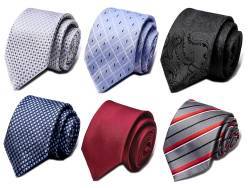 Passabin Krawatte für Herren Krawatte Gewebte Jacquard Krawatten Set 6 Stück, Splitter, schwarz, himmelblau, festes Rot, grau gestreift, blau, 2.95 inches*57.5 inches von Passabin