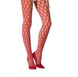 Passion Dessous Frauen ouvert Strumpfhose im Schritt offen mit Netz Muster erotisch OneSize rot von Passion Dessous