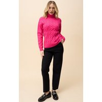 Passioni Strickpullover Stylischer kuscheliger Pullover pink in Zopfmuster von Passioni