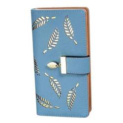 Damen Clutch Wallet Hohlblattmuster Handtasche Reißverschluss um Kartenhalter Geldbeutel Blau, Damen Kupplung Brieftasche von Pastoralist