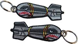 Patch BOMBE Missle Rakete Bomb Torpedo gestickter Schlüsselanhänger Key Chain von Patch