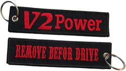 V2 Power Motor Remove Before Drive Biker Aufnäher gestickter Schlüsselanhänger von Patch