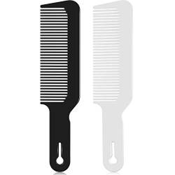 2 Stück Haarschneidekamm, Bruchfester Premium Styling Kamm für Männer Bart & Haare, Antistatischer Haarschneidekamm Styling Haarkamm mit Griff (Schwarz, Weiß) von Patelai