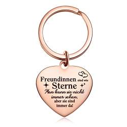 Patelai Freundinnen Schlüsselanhänger Herz Schlüsselanhänger mit Gravur Beste Freundin Geschenk mit Geschenkbox Edelstahl Schlüsselanhänger Geschenkideen für Damen Mädchen Weihnachten (Rose Gold) von Patelai