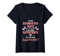 Damen Schwester Tante verdammt coole Patentante Superkräfte T-Shirt mit V-Ausschnitt von Patentante Geschenke