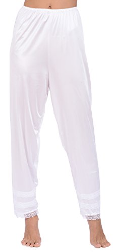 Patricia Lingerie Premium Seidig ultra weich Satin Snip für Damen -Antistatisch Cling Pant Slip mit Spitzenbesatz (Weiß, X - Groß) von Patricia Lingerie