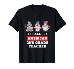 2. Klasse Lehrer Zwerge 4. Juli Amerikanische Flagge USA T-Shirt von Patriotic America July 4th Independence Day Co.