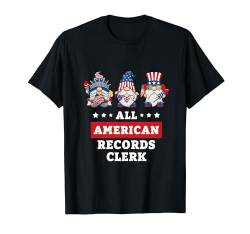 Records Clerk Gnomes 4. Juli Amerikanische Flagge USA T-Shirt von Patriotic America July 4th Independence Day Co.