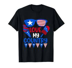 Liebe mein Land T-Shirt von Patriotic Flag Pride USA 4th of July Party