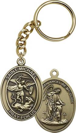 Gold straffen katholischen Schutzpatron Medaille Schlüsselanhänger, 1 3/4 bis 1 7/20,3 cm, Saint Michael the Archangel von Patron Saint Key Chains by Bliss