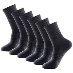 Pauboland Herren 6 Paar Anti Geruch Schnell Trocknen Schweiß Wicking Atmungsaktiv Antimykotika Quarter Crew Kompression Arbeitssocken Sneaker Socken,Dunkelgrau,Größe 40-46 von Pauboland