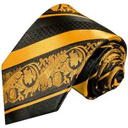 Paul Malone Palm Beach Gold Krawatte extra lang (165cm) barock gestreift 100% Seide von Paul Malone Palm Beach