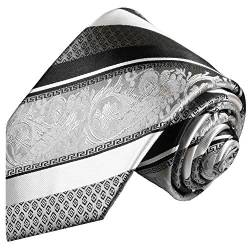 Paul Malone Palm Beach Silber Krawatte für Herren modern barock gestreift 100% Seide von Paul Malone Palm Beach
