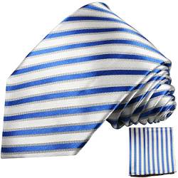 Blau gestreiftes XL Krawatten Set 2tlg 100% Seidenkrawatte (extra lange 165cm) von Paul Malone