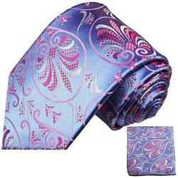 Blau pink florales Krawatten Set 2tlg 100% Seidenkrawatte (extra lange 165cm) von Paul Malone