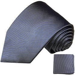 Blaues XL Krawatten Set 2tlg 100% Seidenkrawatte (extra lang 165cm) + Einstecktuch by Paul Malone von Paul Malone