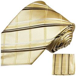 Gold Schottenmuster XL Krawatten Set 2tlg 100% Seidenkrawatte (extra lange 165cm) von Paul Malone