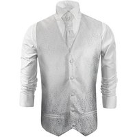 Paul Malone Anzugweste Herren Hochzeitsweste mit Plastron - Barock florale (Set, 2-tlg., mit Weste und Plastron) Hochzeitsmode weiß V43 von Paul Malone