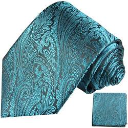 Paul Malone Aqua blau XL-Krawatten Set 100% Seidenkrawatte in Überlänge ca. 165cm + Einstecktuch von Paul Malone