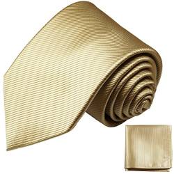 Paul Malone Gold Sand Krawatten Set fleckabweisende Seidenkrawatte + Einstecktuch von Paul Malone