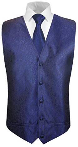 Paul Malone Hochzeitsweste + Krawatte blau floral - Bräutigam Hochzeit Anzug Weste Gr. 60 3XL von Paul Malone