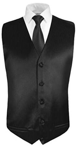 Paul Malone Hochzeitsweste + Krawatte schwarz Uni gestreift - Bräutigam Hochzeit Anzug Weste Gr. 58 2XL von Paul Malone
