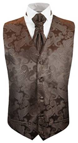 Paul Malone Hochzeitsweste + Plastron braun Paisley - Hochzeit Herren Weste Gr. 56 XL von Paul Malone