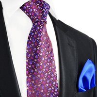 Paul Malone Krawatte 7-Fold Seidenkrawatte Schlips modern elegant 100% Seide geblümt (Set, 2-St., mit Einstecktuch) mauve pink S14788-24 von Paul Malone